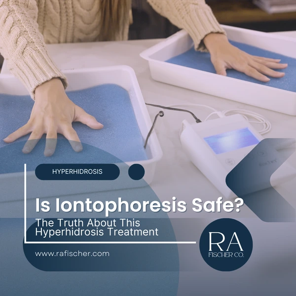 Blog cover image for blog article "Is Iontophoresis Safe? | The Truth About This Hyperhidrosis Treatment" | Discover the science and safety behind iontophoresis for hyperhidrosis. Learn why this FDA-approved treatment is trusted and how The Fischer device ensures safe, effective relief.