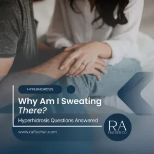 Blog cover image for blog article "Why Am I Sweating THERE? Answers to Essential Questions About Hyperhidrosis" | Learn about the causes, symptoms, and treatments for hyperhidrosis, including iontophoresis. Discover why you might be sweating "there" and how to manage it effectively.