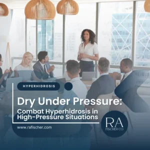 Blog cover image for blog article "Dry Under Pressure: Combat Hyperhidrosis in High-Pressure Situations" | Learn how to combat hyperhidrosis in high-pressure situations with tips, calming techniques, and effective treatments like iontophoresis. Stay dry and confident!