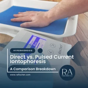 Blog post cover image for "Direct vs. Pulsed Current Iontophoresis: A Comparison Breakdown" - Compare direct vs. pulsed current iontophoresis. Learn how both methods work, their benefits, and why The Fischer device offers the best of both worlds.