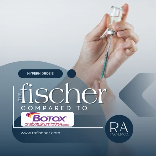 Blog cover image for blog article "Fischer vs Botox | Safer, Cost-Effective Hyperhidrosis Treatment" | Compare Fischer vs Botox for hyperhidrosis. Discover why The Fischer is safer, painless, and more affordable for managing excessive sweating..