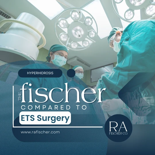 Blog cover image for blog article "The Fischer Iontophoresis Device vs. ETS Surgery: The Safer Solution for Hyperhidrosis" | Compare Fischer Iontophoresis vs ETS Surgery. Discover why this FDA-cleared device is a safe, effective alternative for managing hyperhidrosis without surgery risks.