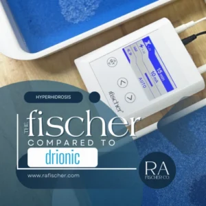 Blog cover image for blog article "Fischer vs. Drionic Iontophoresis Devices | Which is Better?" | Compare Fischer vs. Drionic iontophoresis devices for hyperhidrosis. Discover why The Fischer offers superior safety, durability, and effectiveness.