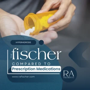 Blog cover image for blog article "The Fischer vs. Prescription Medications: A Better Hyperhidrosis Solution" | Compare Fischer vs Prescription Medications for hyperhidrosis. Discover why The Fischer is a safer, natural, and cost-effective solution for excessive sweating.