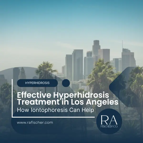 Hyperhidrosis Treatment in Los Angeles, California Image of The Fischer iontophoresis treatment for effective hyperhidrosis in Los Angeles, California USA. Blog post cover image #1