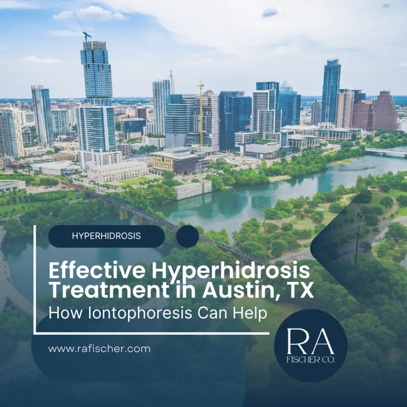 "Effective Hyperhidrosis Treatment in Austin, TX" Image of The Fischer iontophoresis treatment for hyperhidrosis in Austin, TX USA. Blog post cover image #1