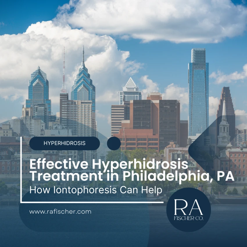 Hyperhidrosis Treatment in Philadelphia, Pennsylvania. Image of The Fischer iontophoresis treatment for effective hyperhidrosis in Philadelphia, Pennsylvania USA. Blog post cover image #1