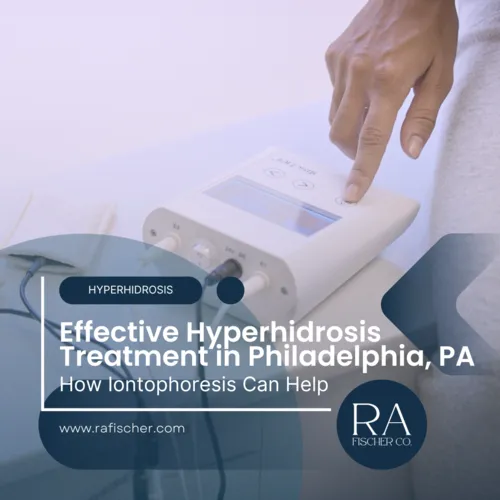 Hyperhidrosis Treatment in Philadelphia, Pennsylvania. Image of The Fischer iontophoresis treatment for effective hyperhidrosis in Philadelphia, Pennsylvania USA. Blog post cover image #2