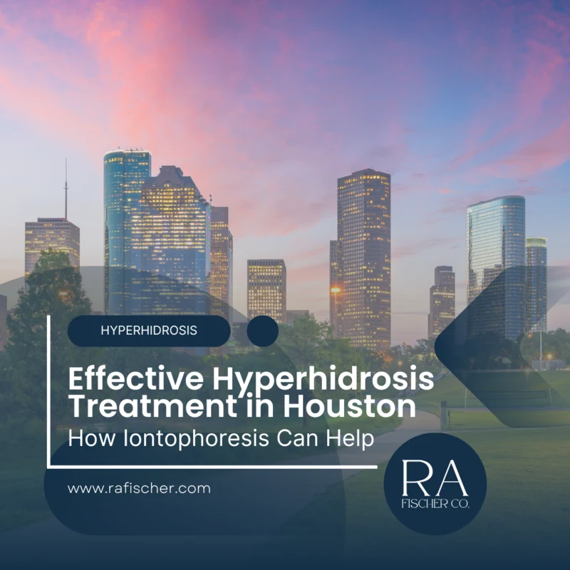 Hyperhidrosis Treatment in Houston, Texas. Image of The Fischer iontophoresis treatment for effective hyperhidrosis in Houston, Texas USA. Blog post cover image #1