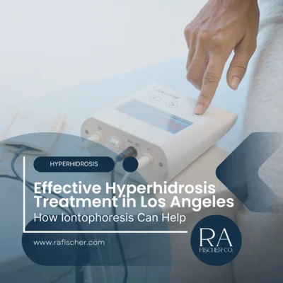 Hyperhidrosis Treatment in Los Angeles, California. Image of The Fischer iontophoresis treatment for effective hyperhidrosis in Los Angeles, California USA. Blog post cover image #2