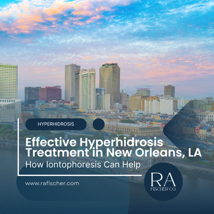 Hyperhidrosis Treatment in New Orleans, Louisiana. Image of The Fischer iontophoresis treatment for effective hyperhidrosis in New Orleans, Louisiana USA. Blog post cover image #1