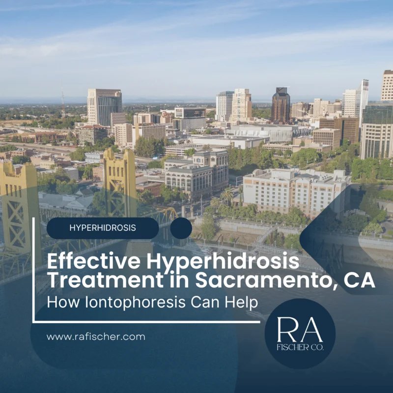 Hyperhidrosis Treatment in Sacramento, California. Image of The Fischer iontophoresis treatment for effective hyperhidrosis in Sacramento, California USA. Blog post cover image #1