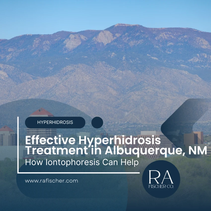 Hyperhidrosis Treatment in Albuquerque, New Mexico. Image of The Fischer iontophoresis treatment for effective hyperhidrosis in Albuquerque, New Mexico USA. Blog post cover image #1