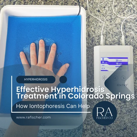 Hyperhidrosis Treatment in Colorado Springs, Colorado. Image of The Fischer iontophoresis treatment for effective hyperhidrosis in Colorado Springs, Colorado USA. Blog post cover image #2