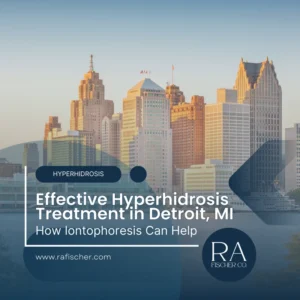 Hyperhidrosis Treatment in Detroit, Michigan. Image of The Fischer iontophoresis treatment for effective hyperhidrosis in Detroit, Michigan USA. Blog post cover image #1