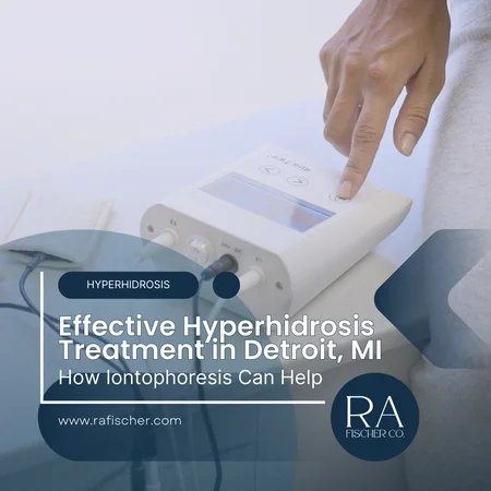 Hyperhidrosis Treatment in Detroit, Michigan. Image of The Fischer iontophoresis treatment for effective hyperhidrosis in Detroit, Michigan USA. Blog post cover image #2