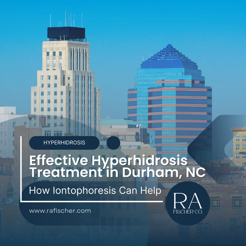 Hyperhidrosis Treatment in Durham, North Carolina. Image of The Fischer iontophoresis treatment for effective hyperhidrosis in Durham, North Carolina USA. Blog post cover image #1