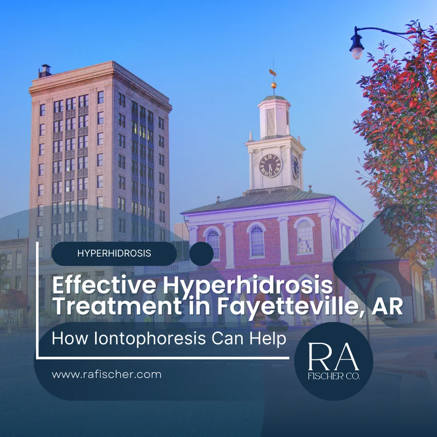 Hyperhidrosis Treatment in Fayetteville, Arkansas. Image of The Fischer iontophoresis treatment for effective hyperhidrosis in Fayetteville, Arkansas USA. Blog post cover image #1