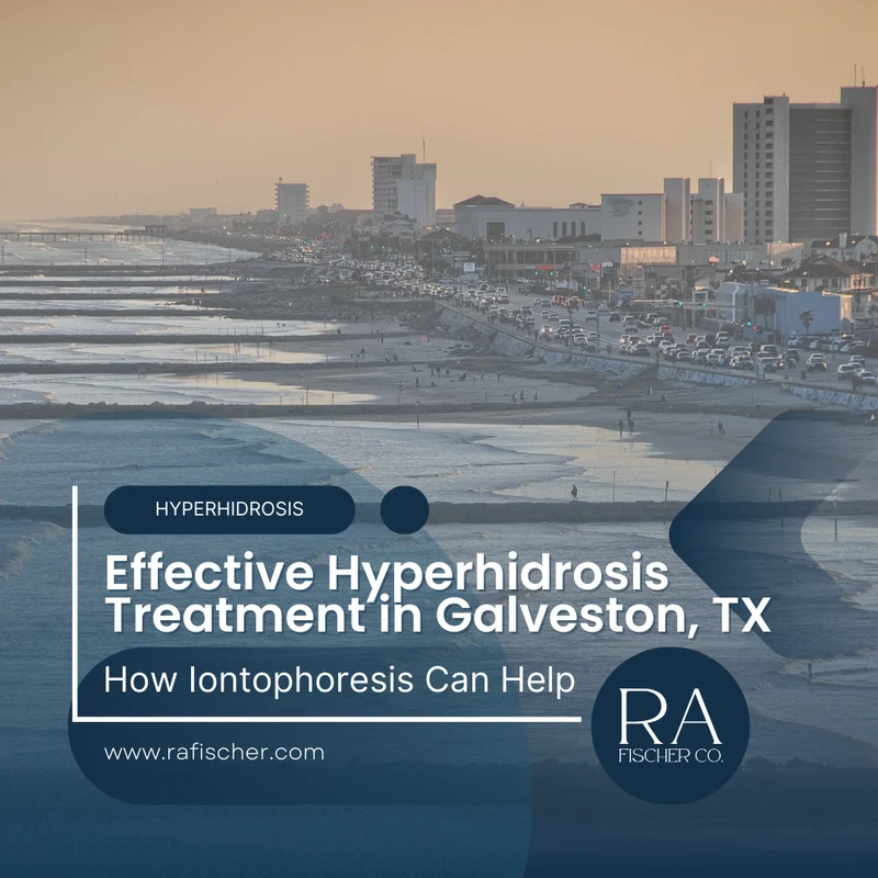 Hyperhidrosis Treatment in Galveston, Texas. Image of The Fischer iontophoresis treatment for effective hyperhidrosis in Galveston, Texas USA. Blog post cover image #1