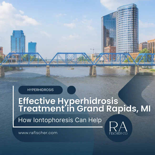 Hyperhidrosis Treatment in Grand Rapids, MI. Image of The Fischer iontophoresis treatment for effective hyperhidrosis in Grand Rapids, MI USA. Blog post cover image #1