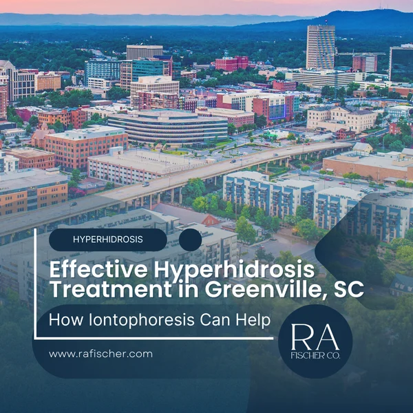 Hyperhidrosis Treatment in Greenville, SC. Image of The Fischer iontophoresis treatment for effective hyperhidrosis in Greenville, SC USA. Blog post cover image #1