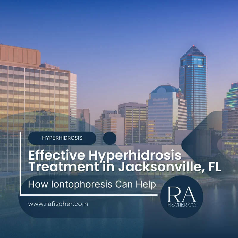 Hyperhidrosis Treatment in Jacksonville, Florida. Image of The Fischer iontophoresis treatment for effective hyperhidrosis in Jacksonville, Florida USA. Blog post cover image #1