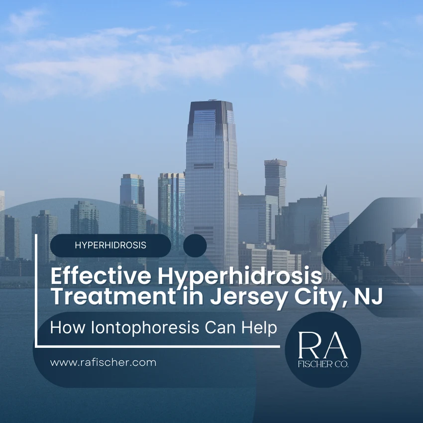 Hyperhidrosis Treatment in Jersey City, New Jersey. Image of The Fischer iontophoresis treatment for effective hyperhidrosis in Jersey City, New Jersey USA. Blog post cover image #1