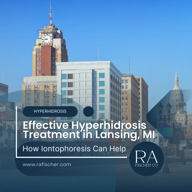 Hyperhidrosis Treatment in Lansing, MI. Image of The Fischer iontophoresis treatment for effective hyperhidrosis in Lansing, MI USA. Blog post cover image #1