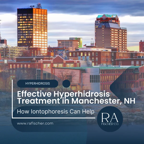 Hyperhidrosis Treatment in Manchester, NH. Image of The Fischer iontophoresis treatment for effective hyperhidrosis in Manchester, NH USA. Blog post cover image #1