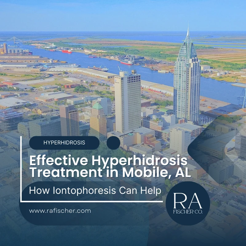 Hyperhidrosis Treatment in Mobile, AL. Image of The Fischer iontophoresis treatment for effective hyperhidrosis in Mobile, AL USA. Blog post cover image #1