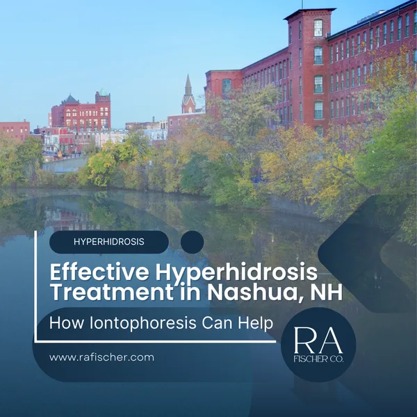 Hyperhidrosis Treatment in Nashua, NH. Image of The Fischer iontophoresis treatment for effective hyperhidrosis in Nashua, NH USA. Blog post cover image #1