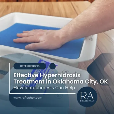 Hyperhidrosis Treatment in Oklahoma City, Oklahoma. Image of The Fischer iontophoresis treatment for effective hyperhidrosis in Oklahoma City, Oklahoma USA. Blog post cover image #2