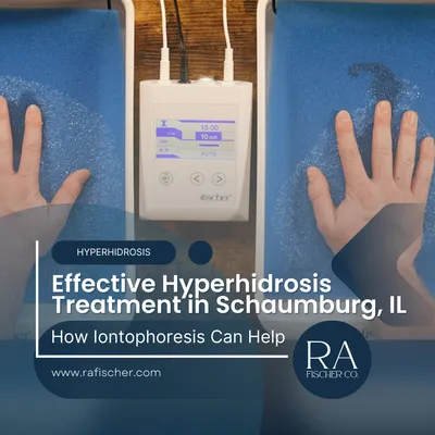 Hyperhidrosis Treatment in Schaumburg, IL. Image of The Fischer iontophoresis treatment for effective hyperhidrosis in Schaumburg, IL USA. Blog post cover image #2